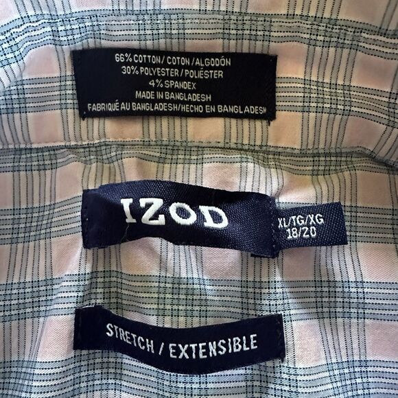 Izod Big Boys Pink/Blue Long Sleeve Button Down Plaid Stretch Shirt Size 18/20 - Picture 6 of 7